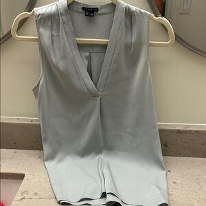 Theory V-Neck Sleeveless silkTop in Gray